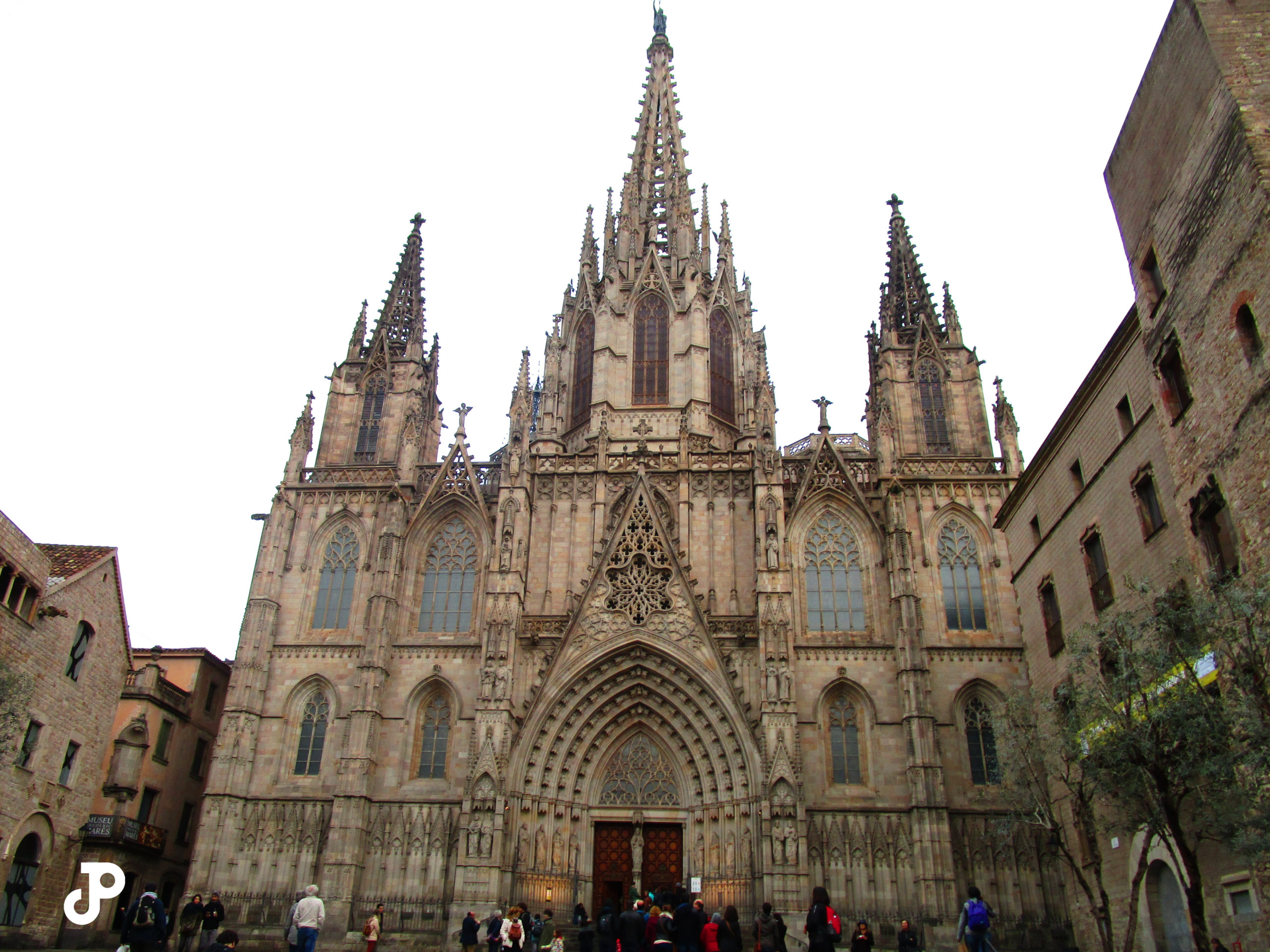 the ornate facade of the Cathedral of Barcelona