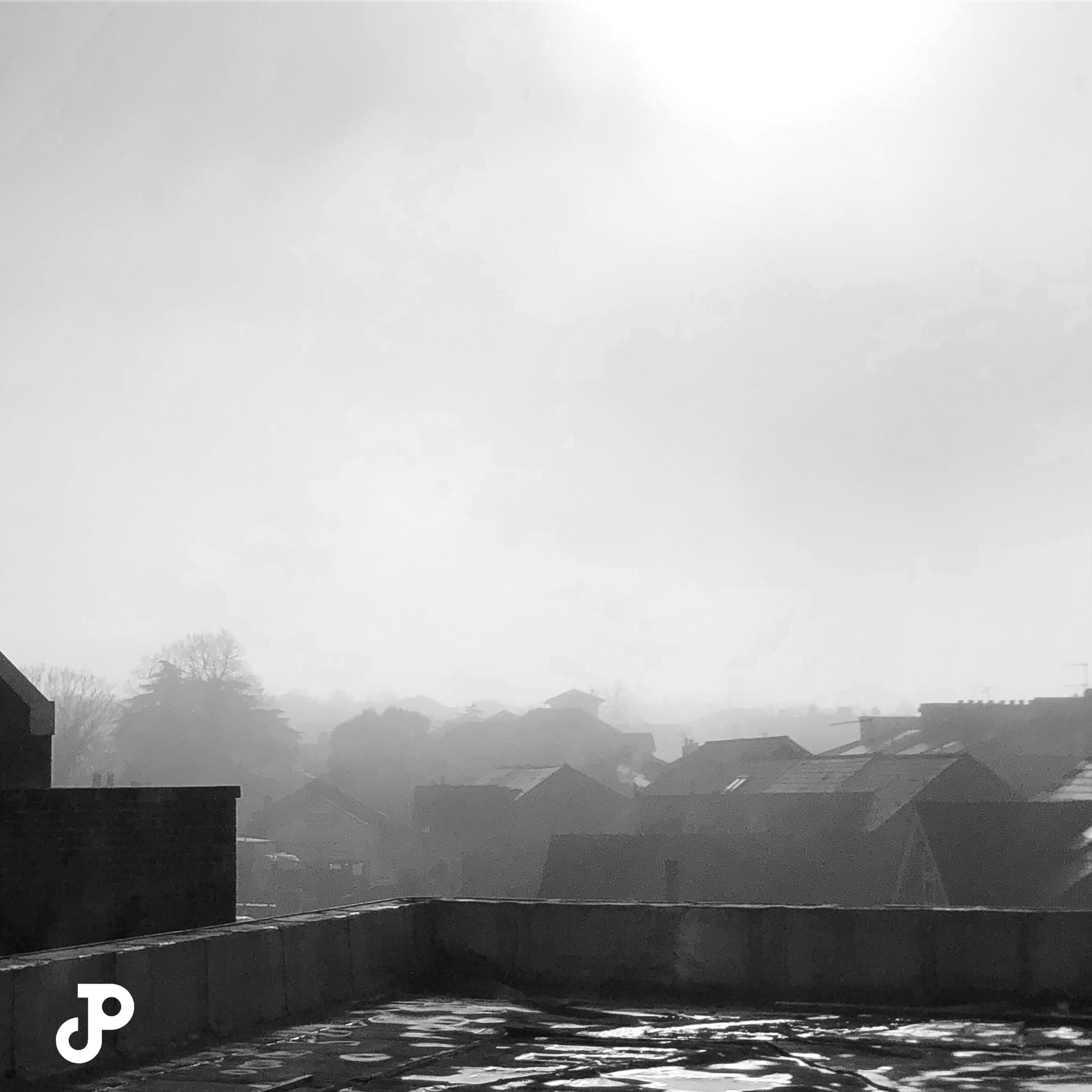 rooftops on a foggy, overcast day in Kingston Upon Thames