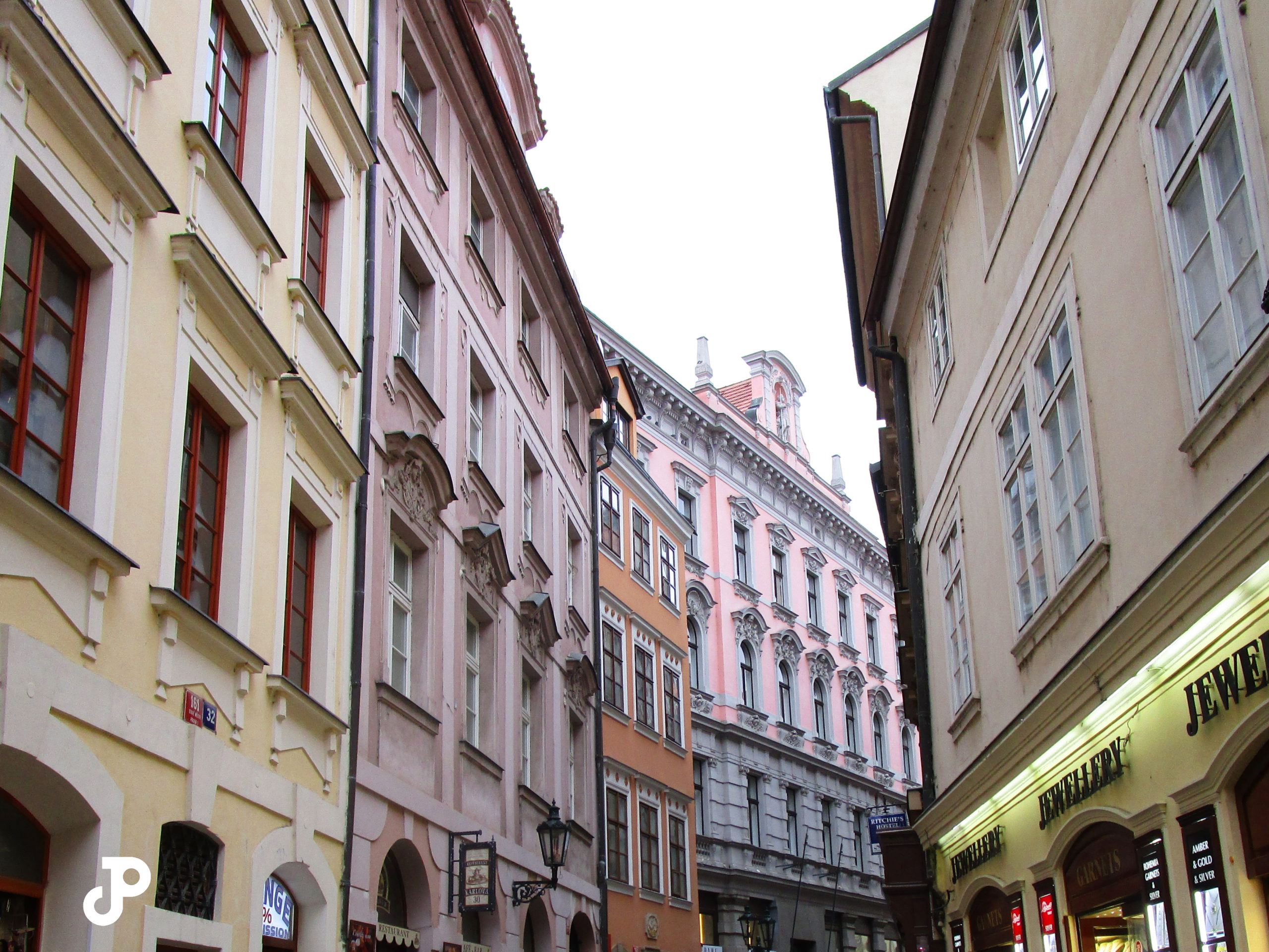 ornately decorated buildings along a winding road