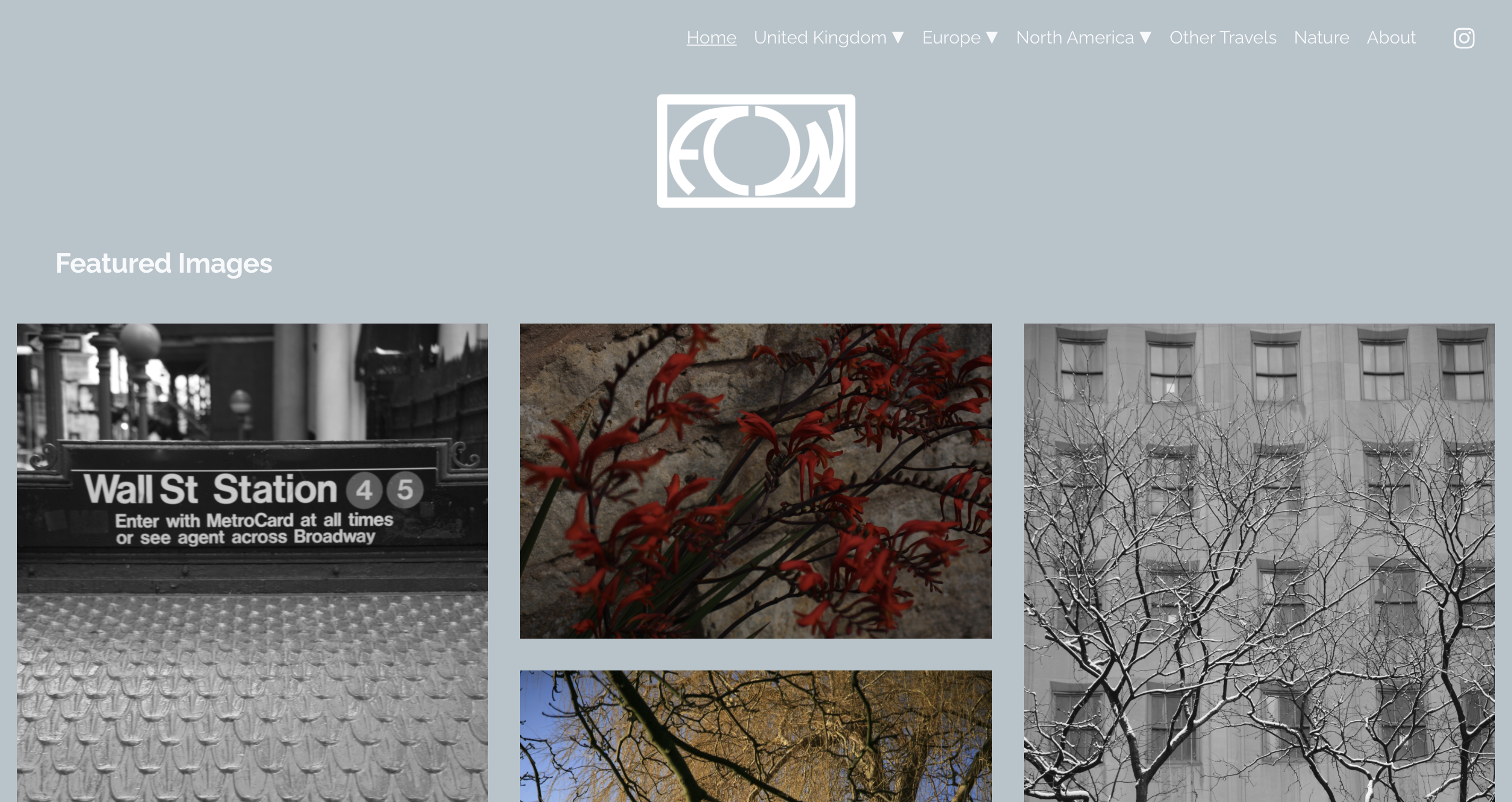 A screenshot of the Andrew Welham Photography website's home page