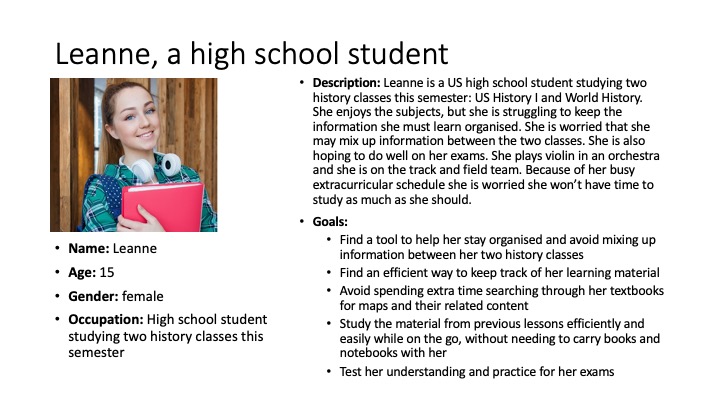 The student user persona