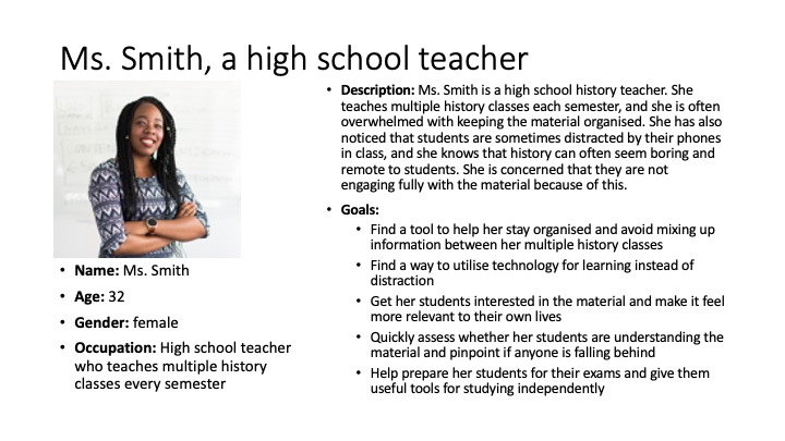 The teacher user persona